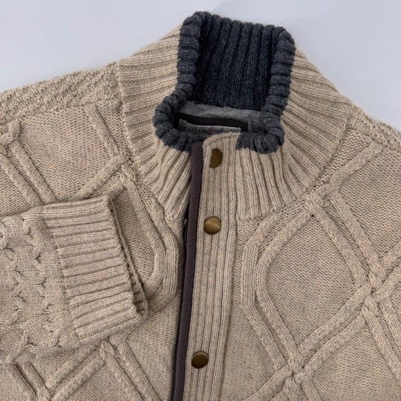 Carbon2Cobalt Other - Carbon2Cobalt Cardigan Men Medium Beige Merino Wool Blend Cable Knit Snap Button